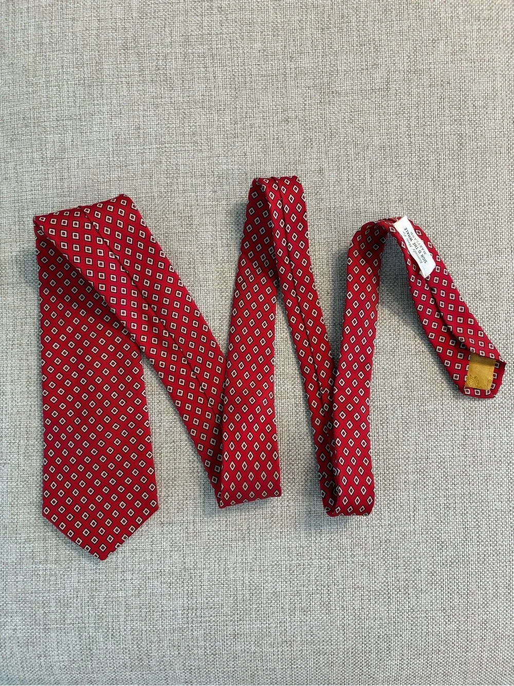 Vintage Atkinsons Irish Silk Tie Red Geometric Made Ireland 3” Sign O’ Whale